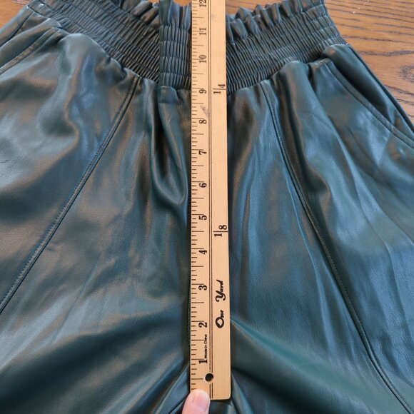 Ryegrass Faux Leather Green Pants Size Medium Elastic Waist Tapered Leg - Picture 14 of 16